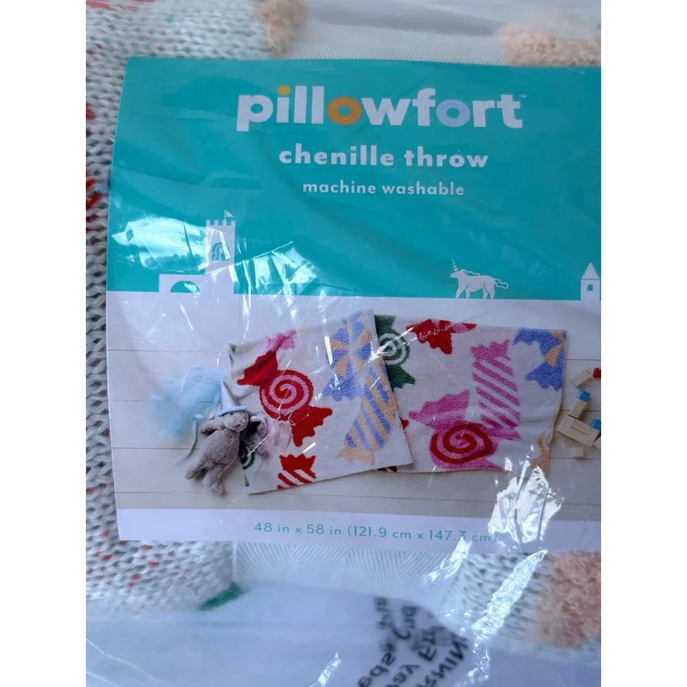 Pillowfort Chenille Throw Blanket Candy Sweets‎ Pattern Multicolor 48x58 NEW